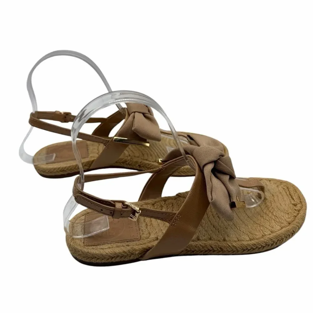 Tory Burch Miller Bow Espadrille Thong Sandals Beige Size 6 Coastal Chic Casual